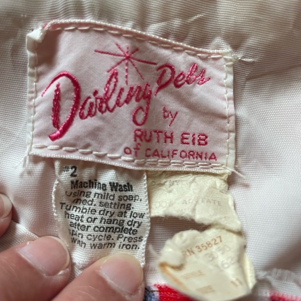 Vintage DARLING DEBS by RUTH EIB Red, White, and Blue polka dots Maxi Dress.